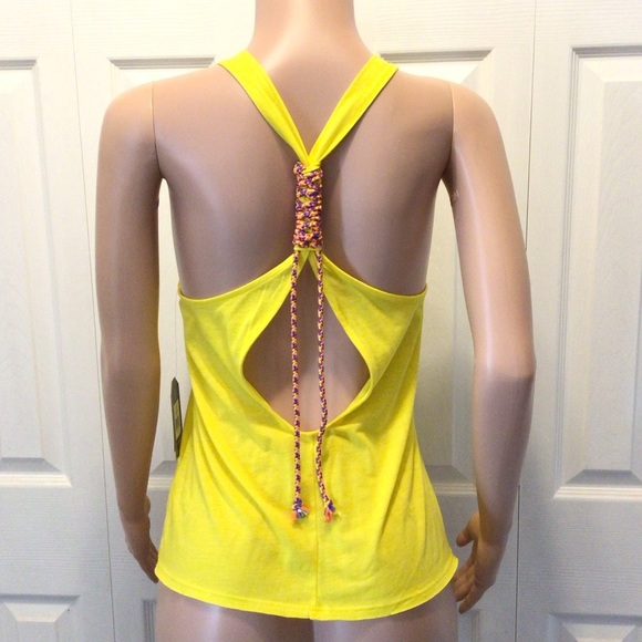 Zumba Wear Yellow Dance Tribe Tied Back Tank Top Size Small - Picture 3 of 10